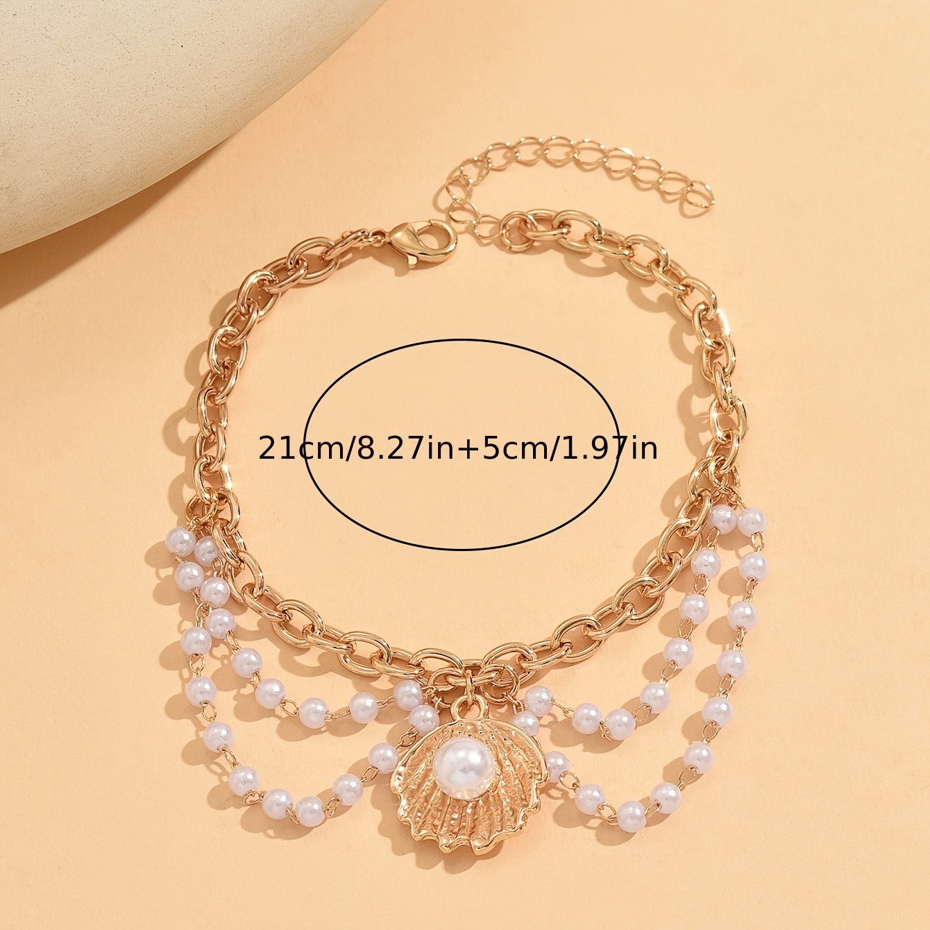 Multi-Layered Ankle Bracelet Beads & Fashion Charm Pendant